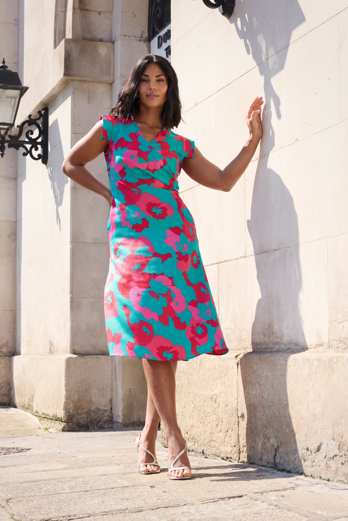 Lima Green & Red Print Midi Dress