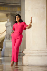 Elana Keyhole Fuschia Jumpsuit