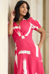 Pink & White Print Rexa Dress