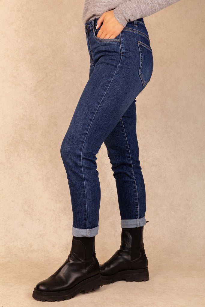 Toxik Dark Wash High Waisted Boyfriend Jeans