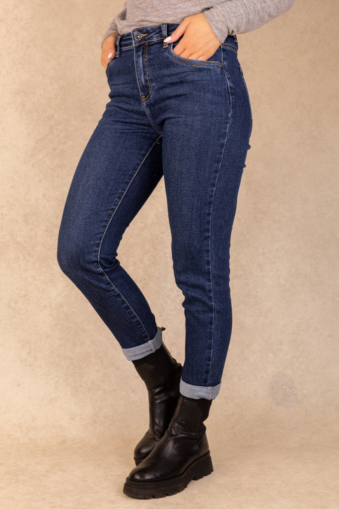 Toxik Dark Wash High Waisted Boyfriend Jeans