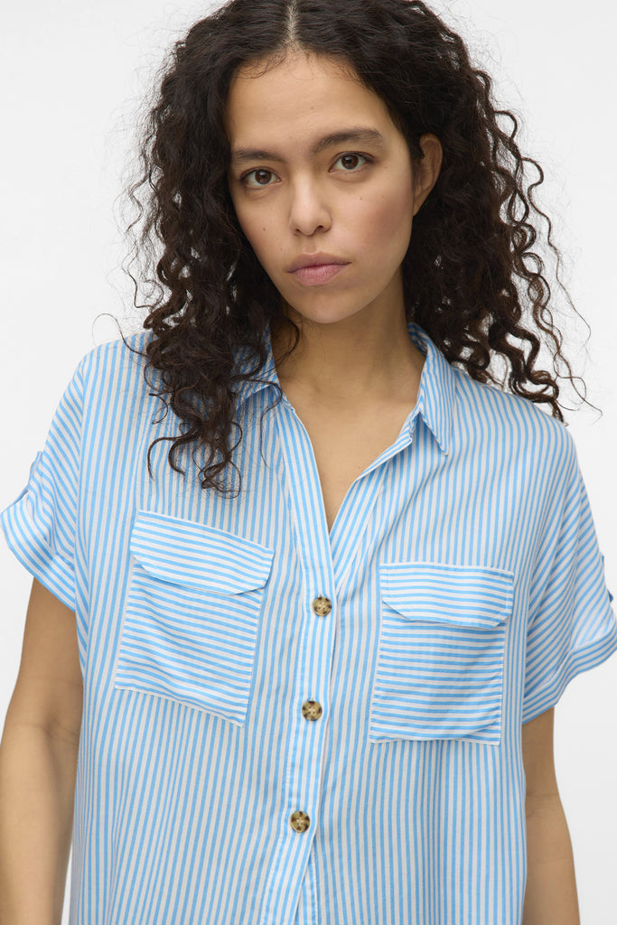 Bumpy Azure Blue & White Stripe Shirt