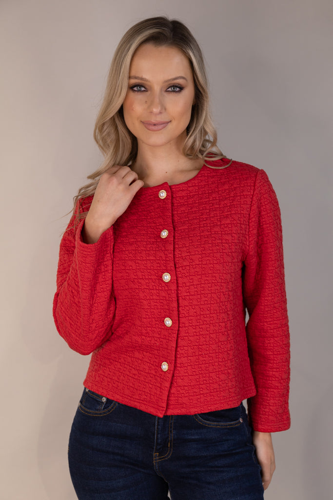 Matilda Red Buttoned Cardigan