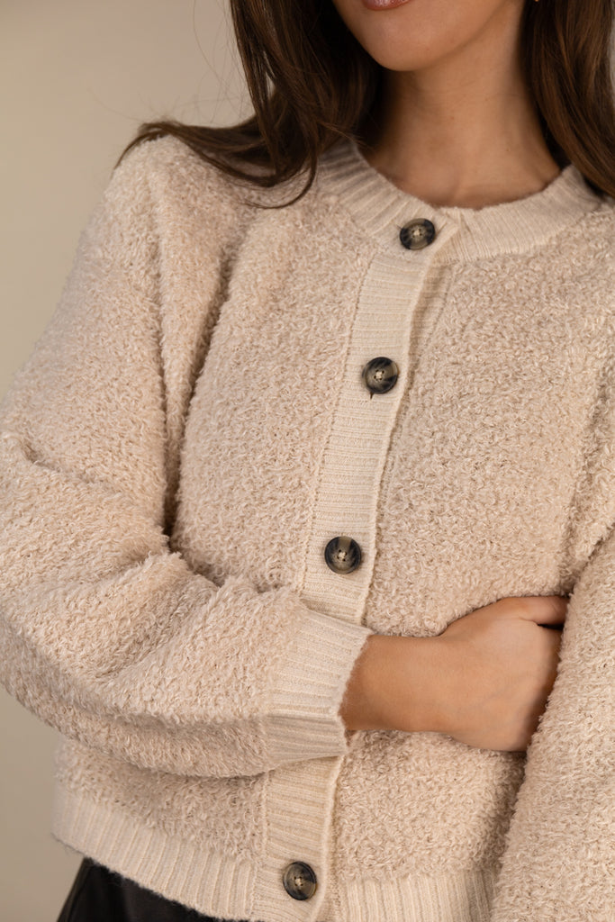 Eira Birch Button Teddy Cardigan