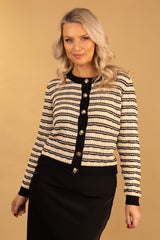 Charlot O-Neck Button Stripe Cardigan