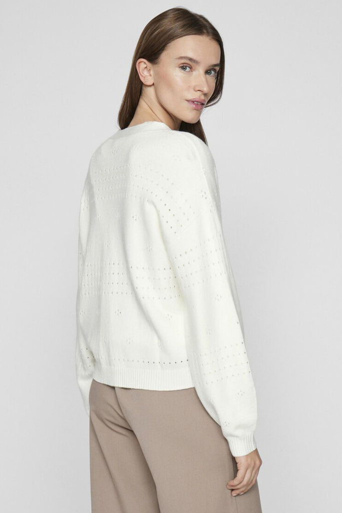 Viril V-Neck White Cardigan