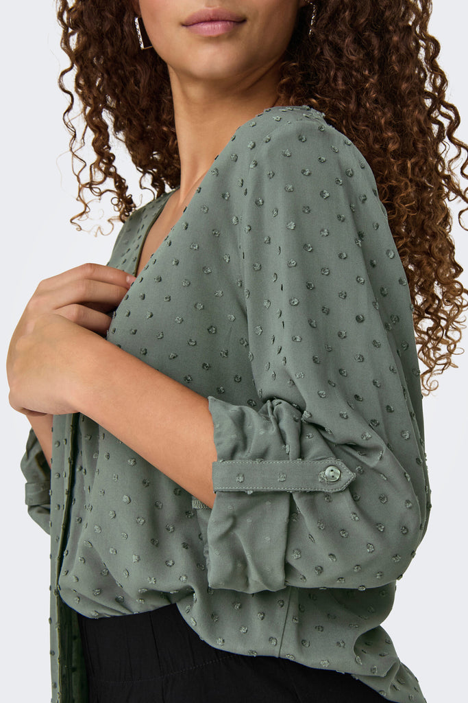 Diana Green V-Neck Blouse