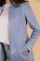 Soho Chambray Blue Faux Suede Jacket