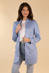 Soho Chambray Blue Faux Suede Jacket