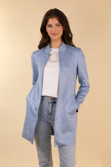 Soho Chambray Blue Faux Suede Jacket