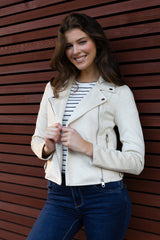 Jose Birch Faux Suede Biker Jacket