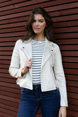 Jose Birch Faux Suede Biker Jacket