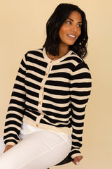 Tikka Black & Beige Stripe Cardigan