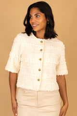 Rosie Cream Textured Cardigan