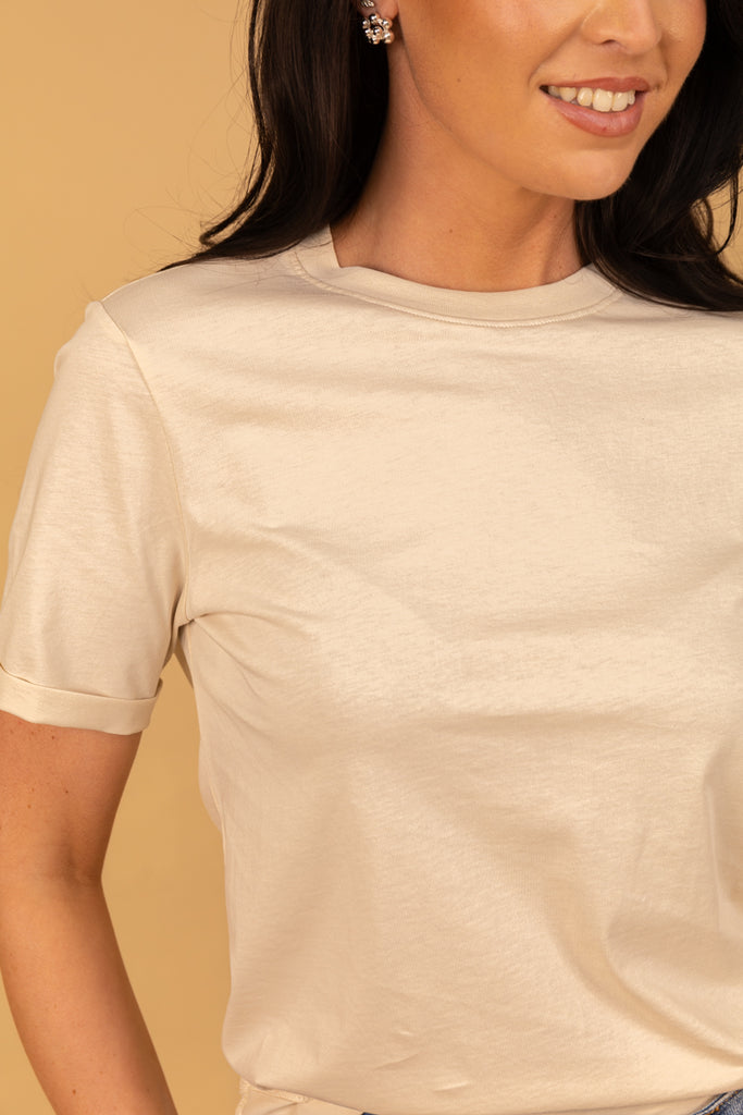 Ria Beige Basic Tee