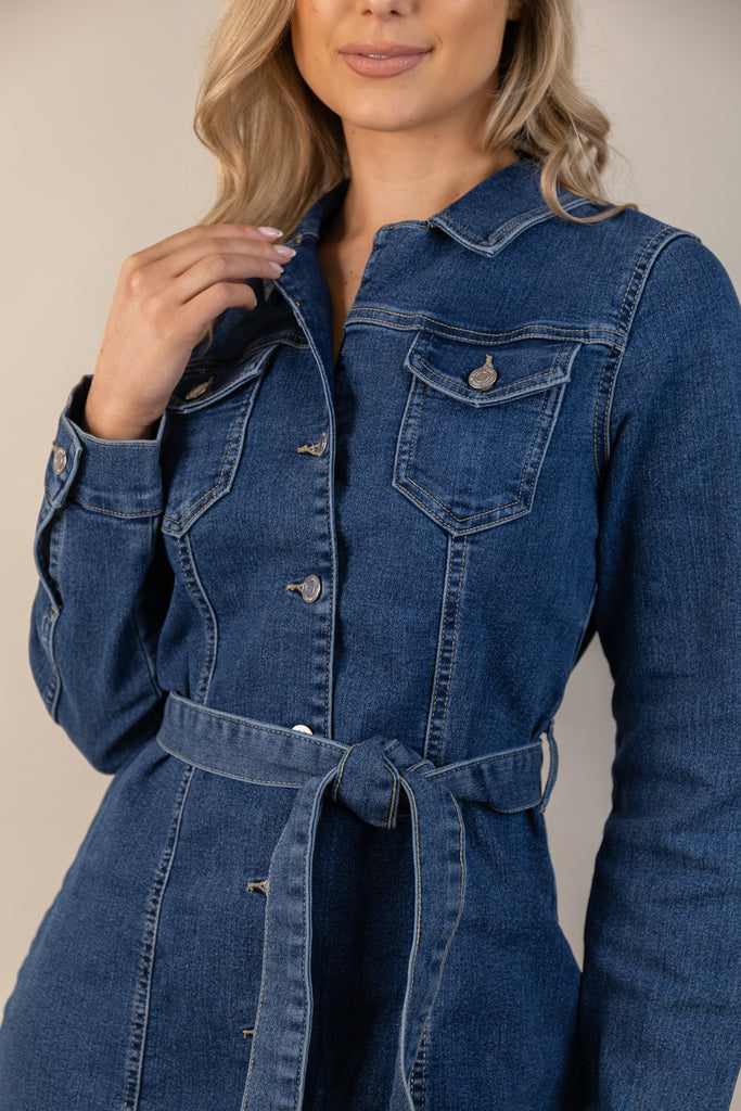 Kai Medium Blue Denim Shirt Dress