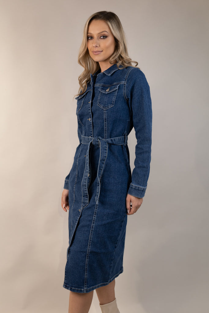 Kai Medium Blue Denim Shirt Dress