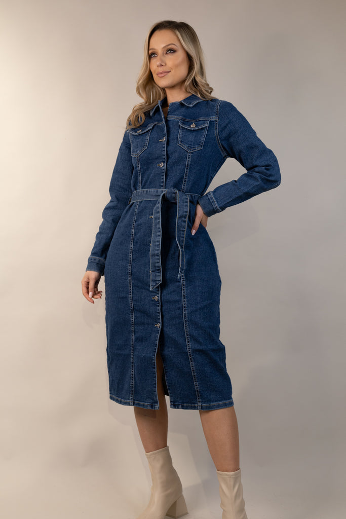 Telly Medium Blue Denim Shirt Dress