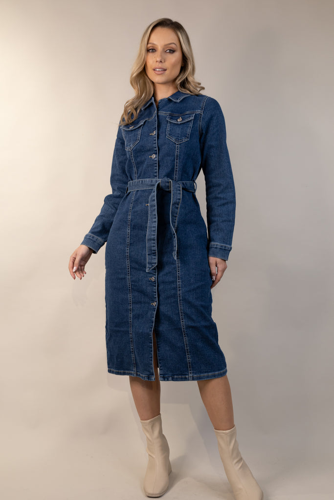 Kai Medium Blue Denim Shirt Dress