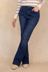 Sally High Waisted Flare Dark Blue Jeans