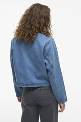 Reba Light Blue Collarless Denim Jacket