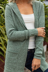 Doffy Hooded Cardigan Green Wreath Melange