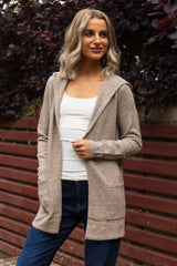 Doffy Hooded Cardigan Sepia Melange