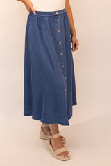 Leonie Denim Button Midi Skirt