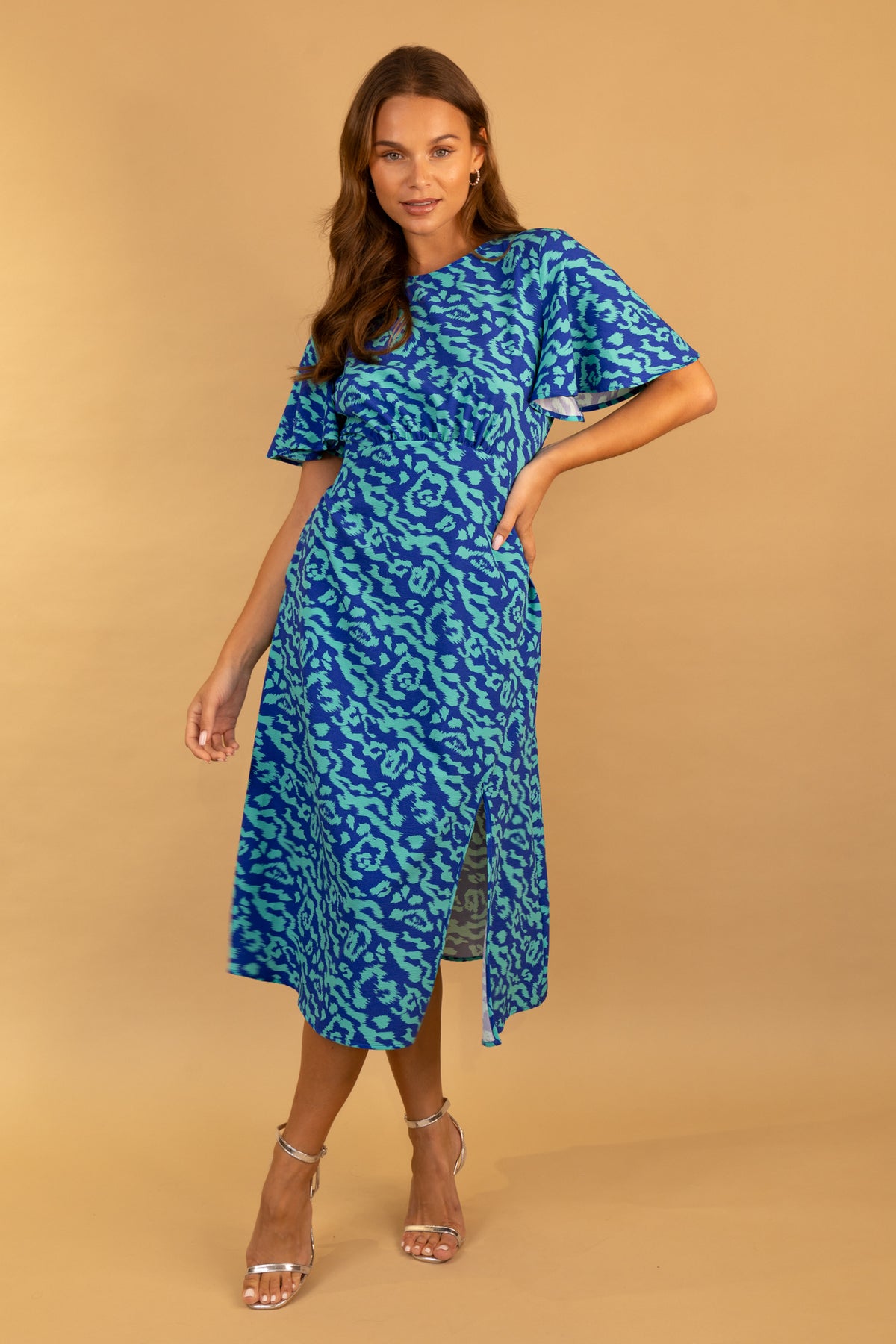 Turquoise Animal Print Zara Dress