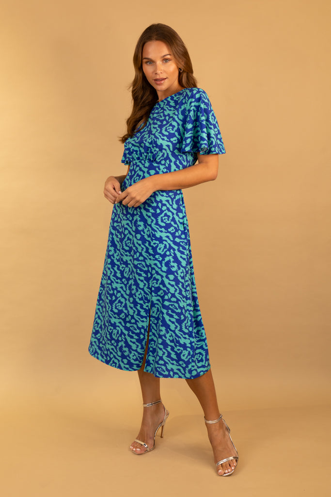 Turquoise Animal Print Zara Dress