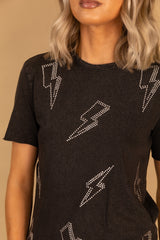 Harper Embellished Black Tee