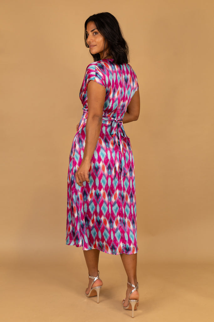 Fuchsia & Blue Abstract Print Willow Dress