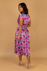 Fuchsia & Blue Abstract Print Willow Dress