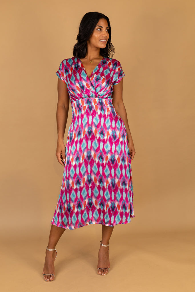 Fuchsia & Blue Abstract Print Willow Dress