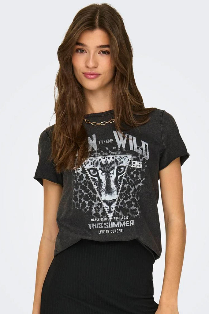 Born To Be Wild Black Lucy Printed Tee
