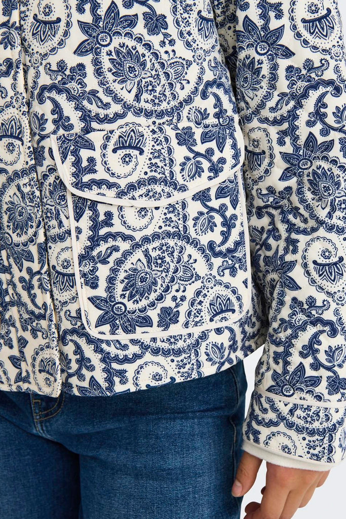 Hallie Quilted Blue Tile Print Jacket