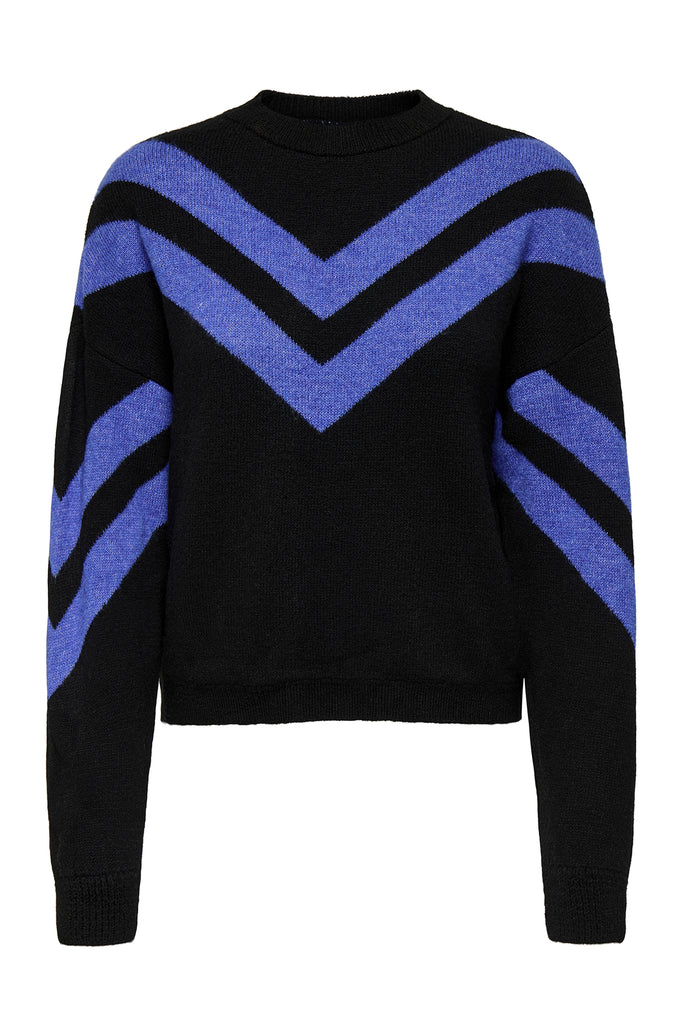 Flora Black & Blue Chevron Knit