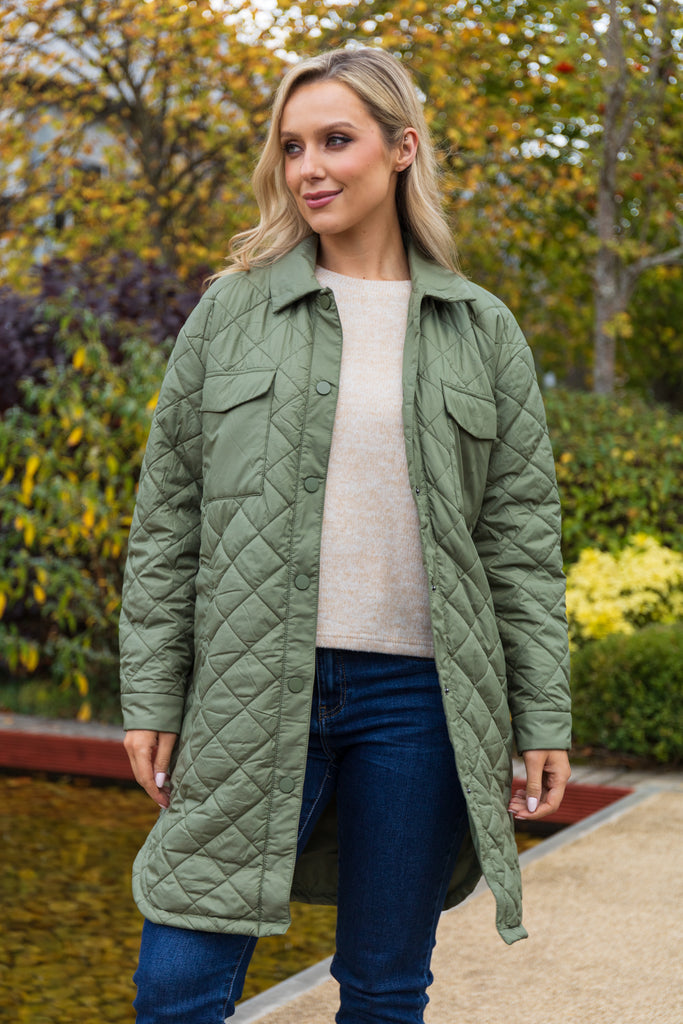 Tanzia Green Quilted Coat