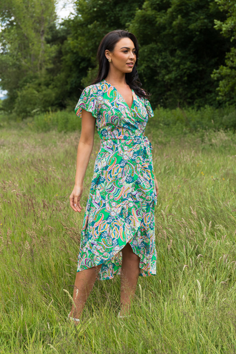 Isabella Green Paisley Print Dress