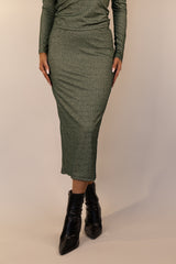 Cora Green Glitter Lurex Ribbed Skirt