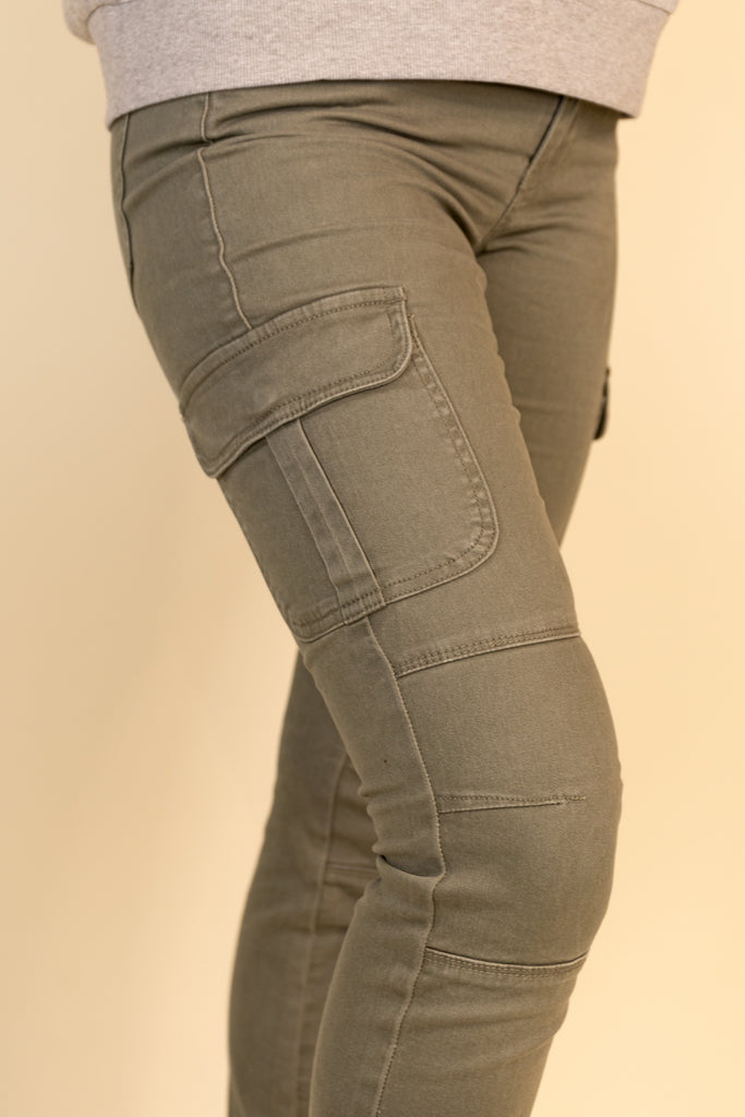 Ladies Cargo Pants Skinny Stretch Womens Jeans khaki Sizes 6 8 10 12 14