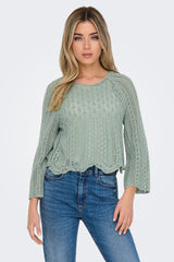 Nola Jade Green Crochet Cropped Knit