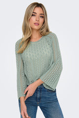 Nola Jade Green Crochet Cropped Knit