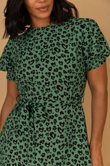 Demi Green Leopard Print Short Dress