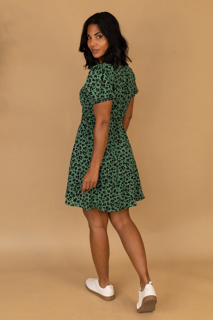 Demi Green Leopard Print Short Dress