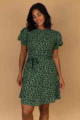 Demi Green Leopard Print Short Dress