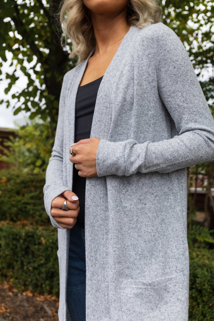 City Light Grey Melange Long Cardigan