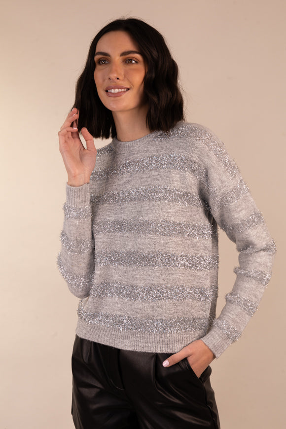 Glittia Grey Glitter Knit