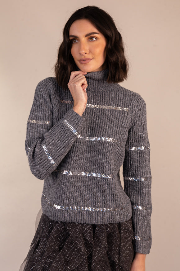 Sacha Roll Neck Sequin Knit