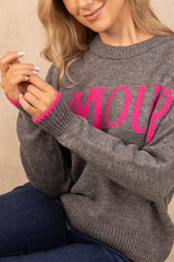 Amour Grey & Pink Knit